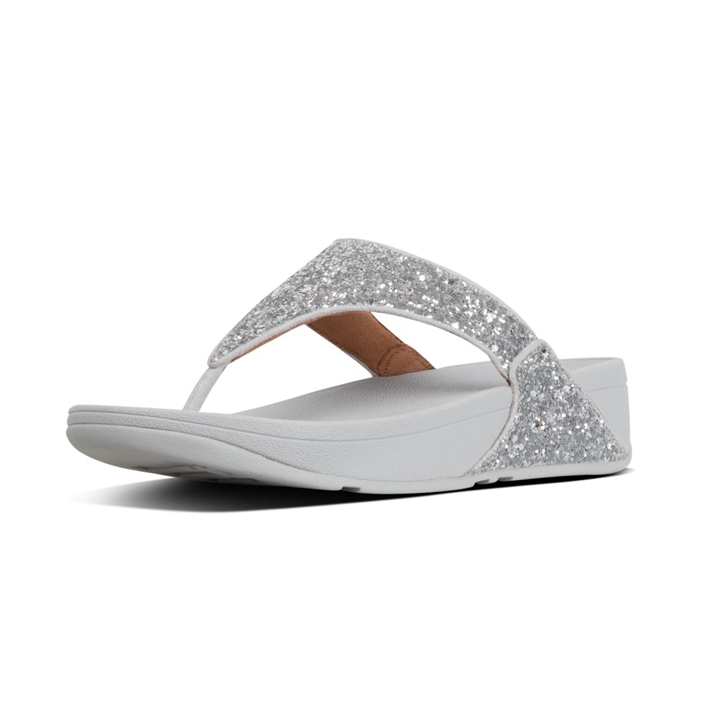 Fitflop Womens Sandals Silver - Lulu Glitter Toe-post - PN6589023